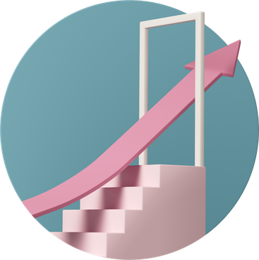 Growth illustration showing stairs and upward arrow