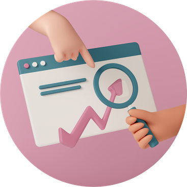 Dashboard with magnifying glass illustration